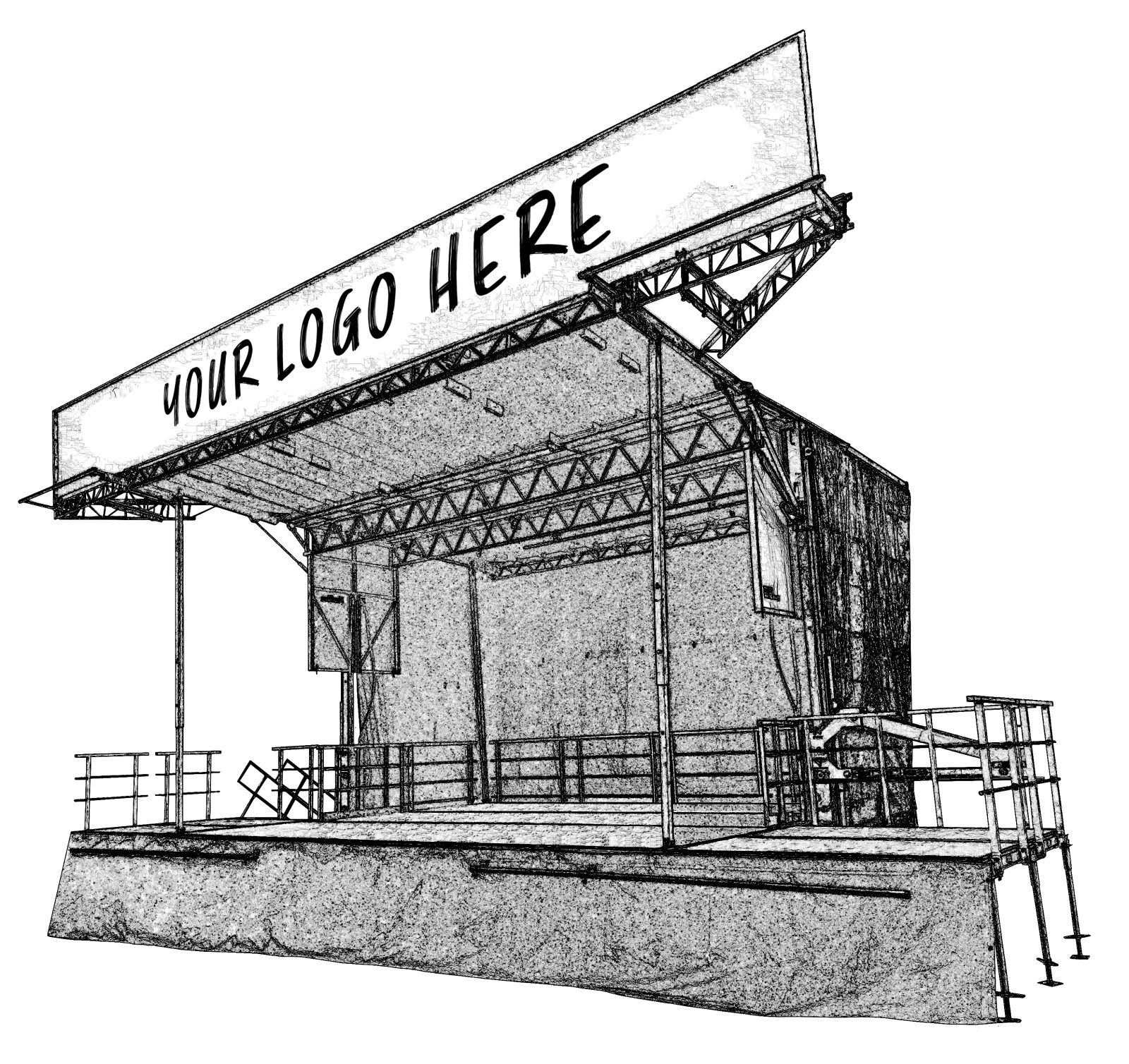 SL100 mobile stage dimensioned drawing